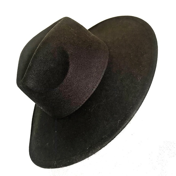 Wide Brim Faux Wool Fedora Hat - Picture 2 of 4